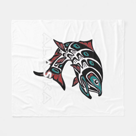 Alaska Salmon Vist inheemse inheemse inheemse Indi Fleece Deken (Voorkant (Horizontaal))