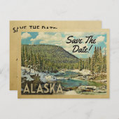 Alaska Save the Date Mountains River Snow Aankondigingskaart (Voorkant / Achterkant)