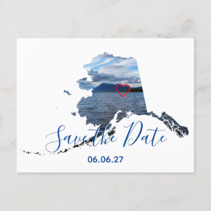 Alaska Shape Photo Heart Outline Save the Date Aankondigingskaart