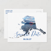 Alaska Shape Photo Heart Outline Save the Date Aankondigingskaart (Voorkant / Achterkant)