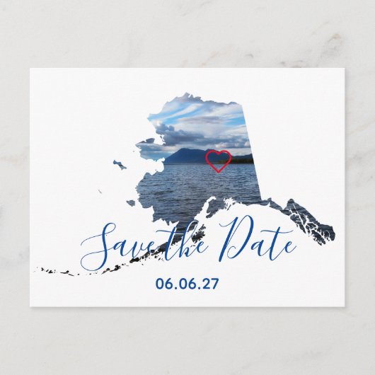Alaska Shape Photo Heart Outline Save the Date Aankondigingskaart (Voorkant)
