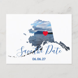 Alaska Shape Photo Red Heart Save the Date Aankondigingskaart