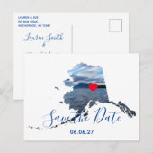 Alaska Shape Photo Red Heart Save the Date Aankondigingskaart (Voorkant / Achterkant)