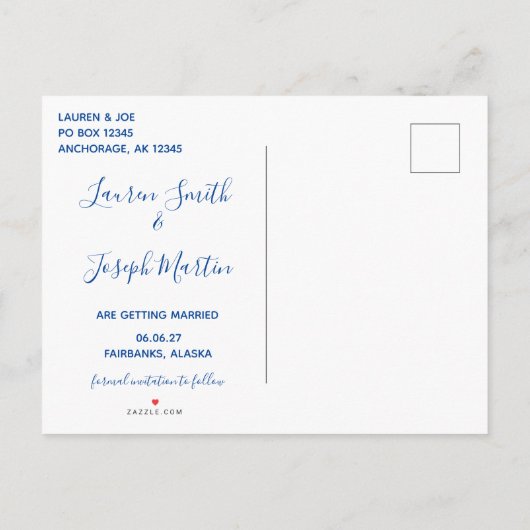 Alaska Shape Photo Red Heart Save the Date Aankondigingskaart (Achterkant)
