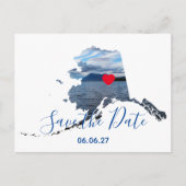 Alaska Shape Photo Red Heart Save the Date Aankondigingskaart (Voorkant)