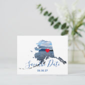 Alaska Shape Photo Red Heart Save the Date Aankondigingskaart (Staand voorkant)