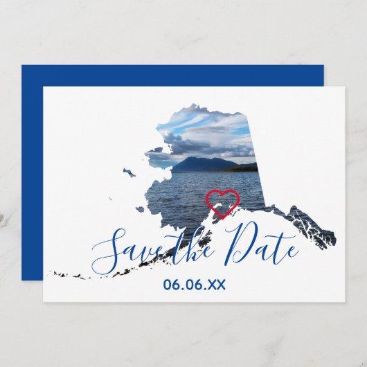 Alaska Shape Photo Save the Date Aankondiging (Voorkant / Achterkant)