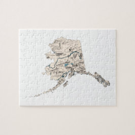 Alaska Shaped Alaskan Vintage Picture Map Legpuzzel