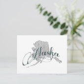 Alaska Shaped Gray Typografie Name Briefkaart (Staand voorkant)