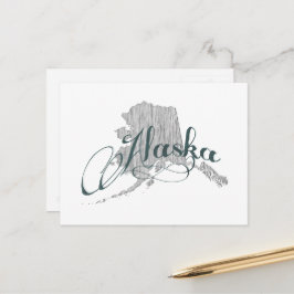 Alaska Shaped Gray Typografie Name Briefkaart