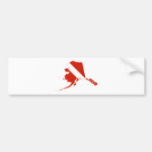 Alaska Shaped Scuba Diver Red White Dive Flag Bumpersticker (Voorkant)