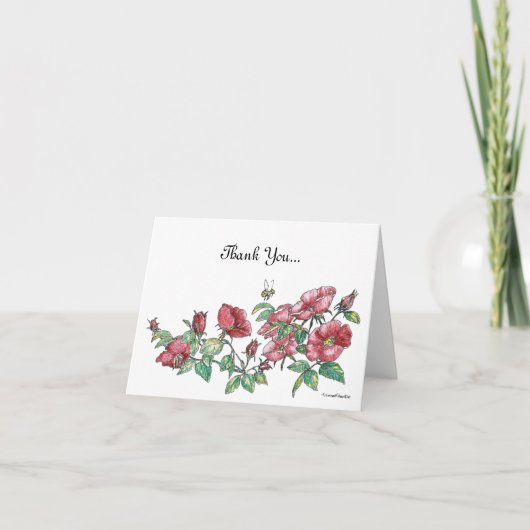 Alaska Sitka Roos met Waterverf van de Bumble Bee  Bedankkaart (Voorkant)