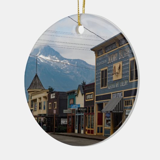 Alaska Skagway Town Buildings Foto Keramisch Ornament (Links)
