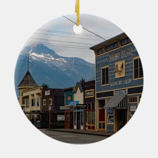 Alaska Skagway Town Buildings Foto Keramisch Ornament (Achterkant)