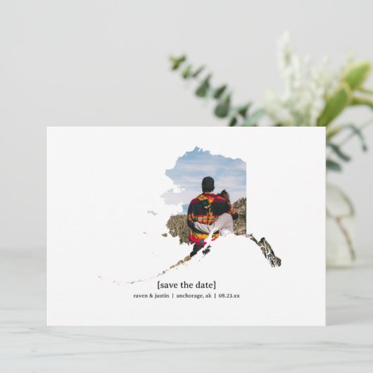 Alaska Sla de datum fotokaart op Save The Date (Staand voorkant)
