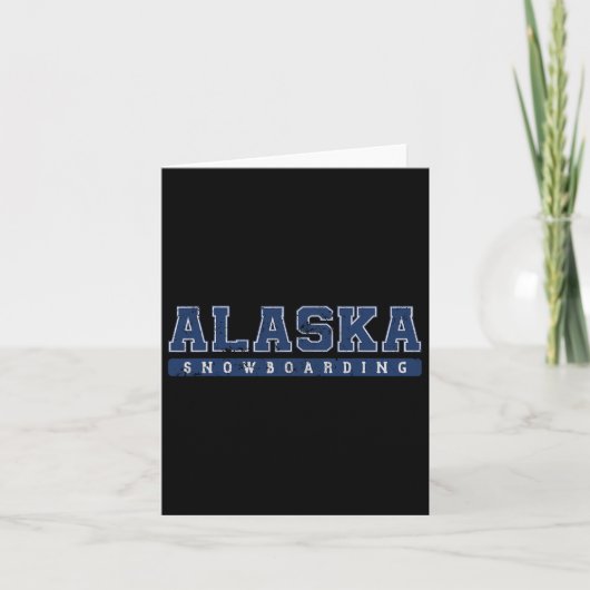 Alaska Snowboarden Blauw  Tekst Kaart (Voorkant)