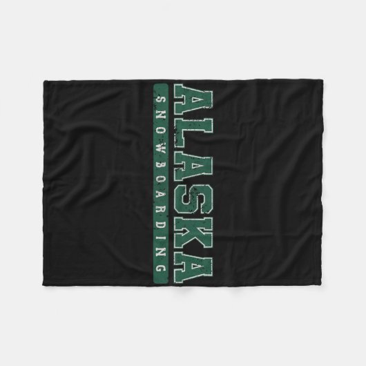 Alaska Snowboarden Groene  tekst Fleece Deken (Voorkant (Horizontaal))
