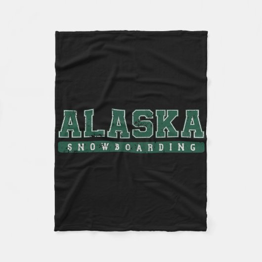 Alaska Snowboarden Groene  tekst Fleece Deken (Voorkant)