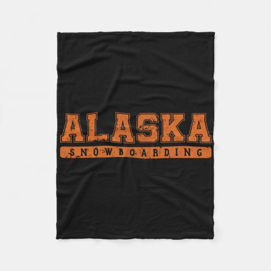 Alaska Snowboarden Oranje tekst Fleece Deken (Voorkant)