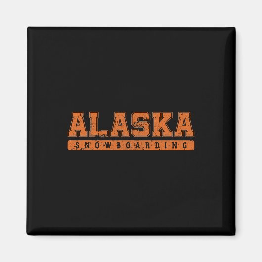 Alaska Snowboarden Oranje  tekst Magneet (Voorkant)