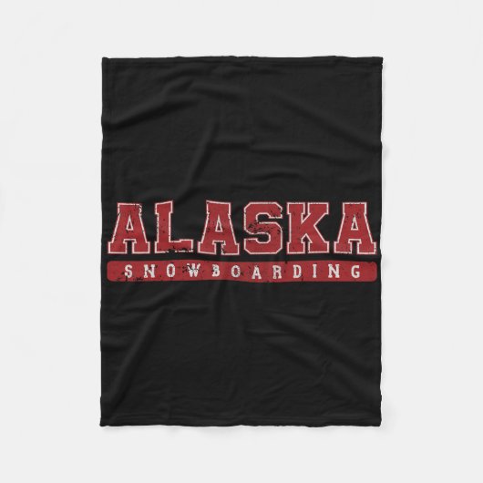 Alaska Snowboarden Rode Vintage Tekst Fleece Deken (Voorkant)