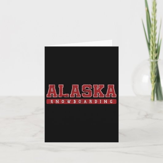 Alaska Snowboarden Rode Vintage Tekst Kaart (Voorkant)