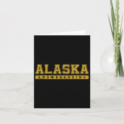 Alaska Snowboarding Gele Tekst Kaart (Voorkant)