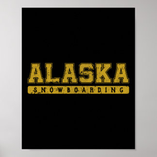 Alaska Snowboarding Gele Tekst Poster