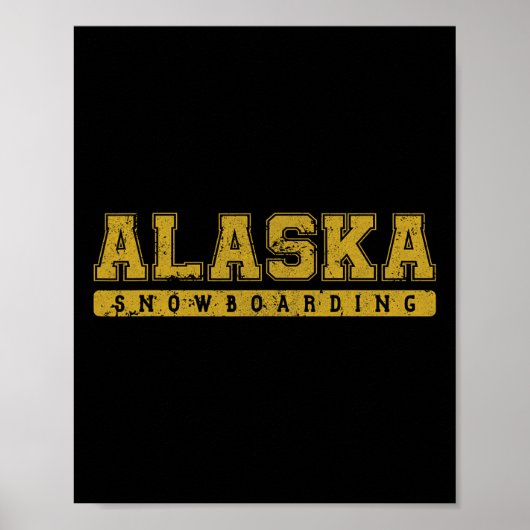 Alaska Snowboarding Gele Tekst Poster (Voorkant)