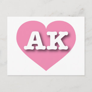 Alaska Solid Pink Heart - Ik hou van AK Briefkaart