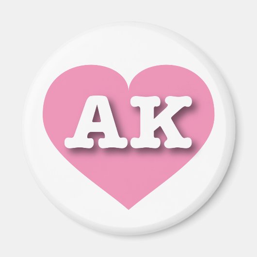 Alaska Solid Pink Heart - Ik hou van AK Magneet (Voorkant)