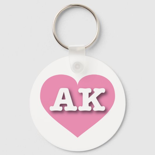 Alaska Solid Pink Heart - Ik hou van AK Sleutelhanger (Voorkant)