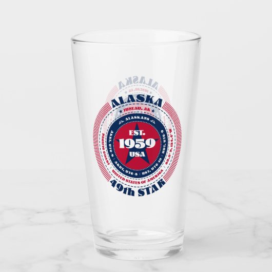 Alaska Souvenir Circulaire Typografie Ontwerp Glas (Voorkant)