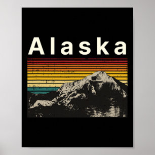 Alaska Souvenir Wandelen Bergen Zonsondergang Vint Poster