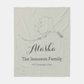 Alaska-staatskaart schetst familie gepersonaliseer fleece deken (Voorkant)