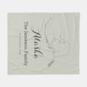 Alaska-staatskaart schetst familie gepersonaliseer fleece deken (Voorkant (Horizontaal))