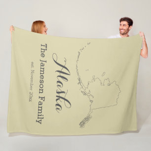 Alaska-staatskaart schetst familie gepersonaliseer fleece deken