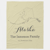 Alaska-staatskaart schetst familie gepersonaliseer fleece deken (Voorkant)