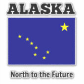 Alaska staatsvlag, gelabeld met de staatsdevies sticker (Voorkant)