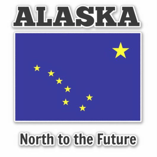 Alaska staatsvlag, gelabeld met de staatsdevies sticker (Voorkant)