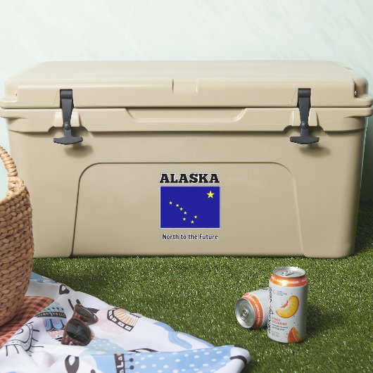 Alaska staatsvlag, gelabeld met de staatsdevies sticker (Koeler)