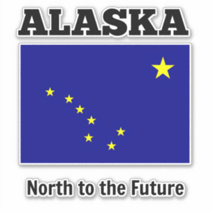 Alaska staatsvlag, voorzien van een staatsmotto sticker