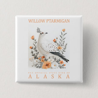 Alaska Staatsvogel Kunstprint | Elegante Wilgenhoe Vierkante Button 5,1 Cm