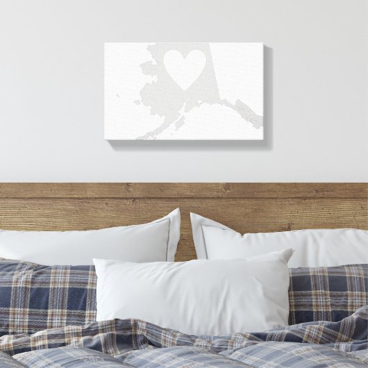 Alaska staatsvorm met hart canvas afdruk (Insitu (Slaapkamer))