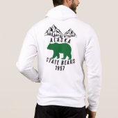 Alaska State Bears 1957 Retro Wit Ontwerp Hoodie (Achterkant)