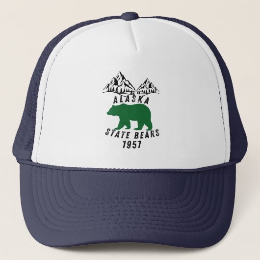 Alaska State Bears 1957 Retro Zwart Design Trucker Pet (Voorkant)
