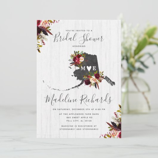 Alaska State Bestemming Bruids Douche Uitnodiging (Staand voorkant)