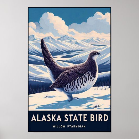 Alaska State Bird - Willow Ptarmigan Vintage Poster (Voorkant)