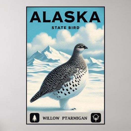 Alaska State Bird - Willow Ptarmigan Vintage Poster (Voorkant)