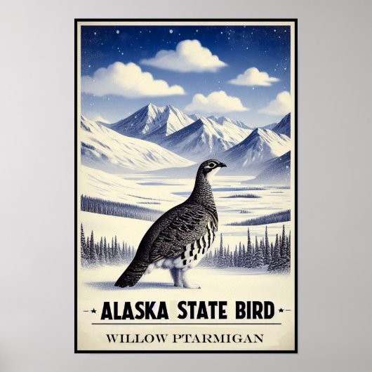 Alaska State Bird - Willow Ptarmigan Vintage Poster (Voorkant)